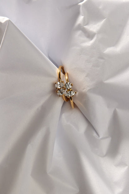 Pear Diamond and Oval Emerald Toi Et Moi Ring | 18K Yellow Gold