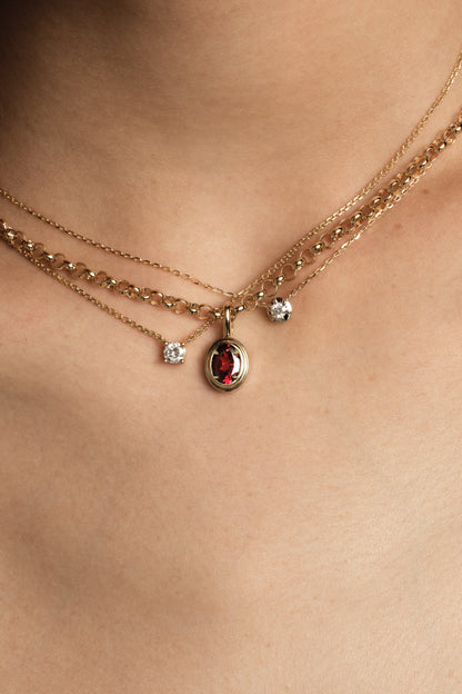 Roma Oval Gemstone Pendant | Yellow Gold