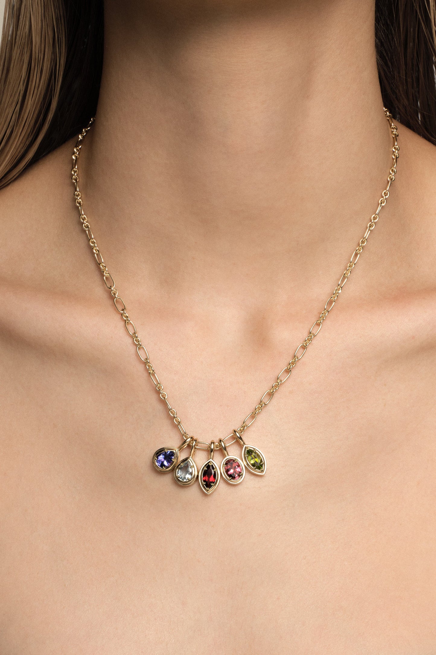 Roma Oval Gemstone Pendant | White Gold