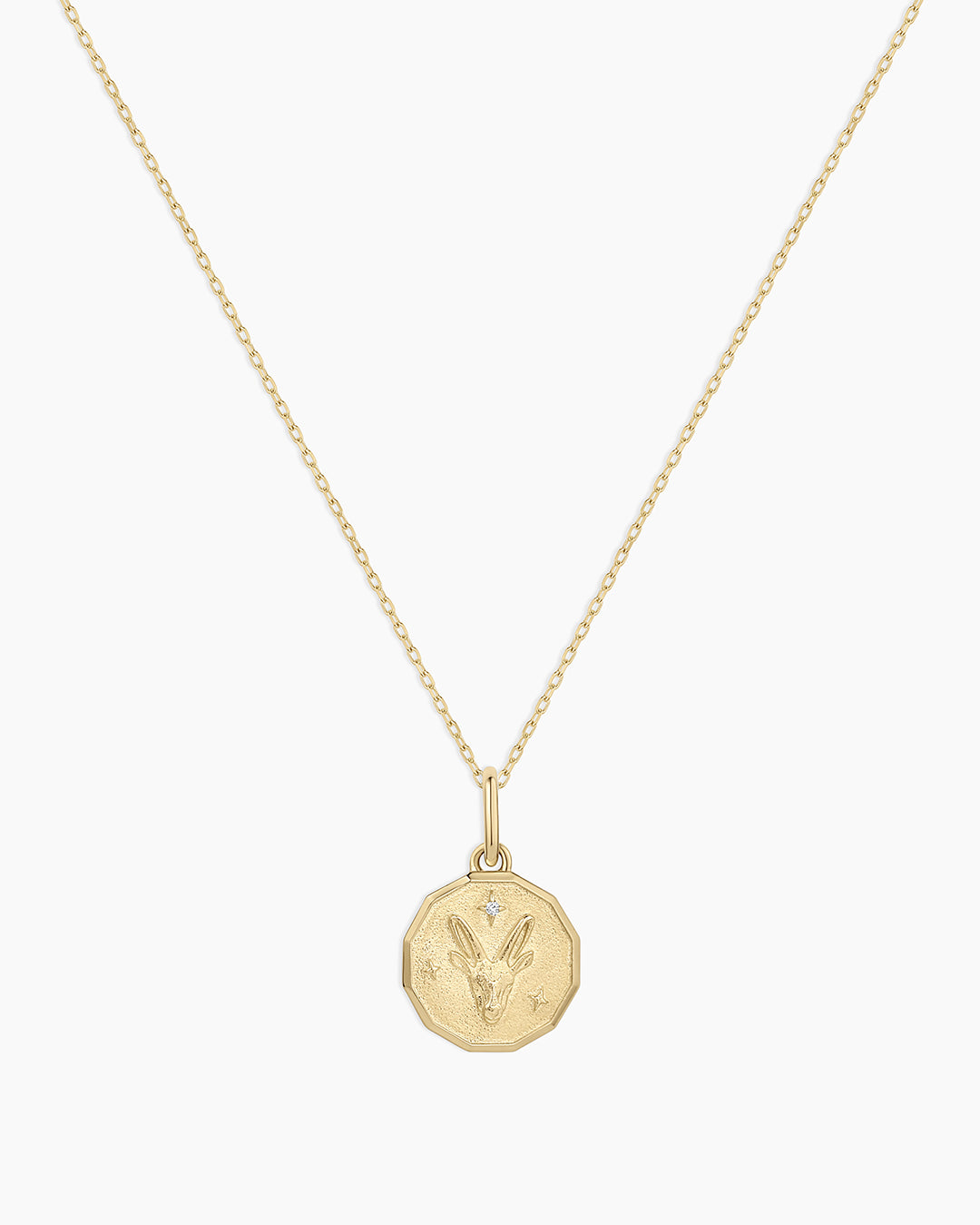 14K Diamond Zodiac Coin Charm Necklace