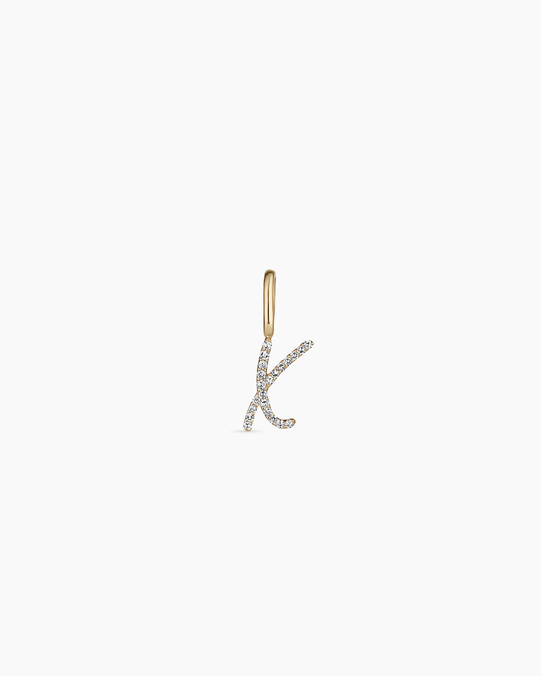 14K Diamond Script Alphabet Charm