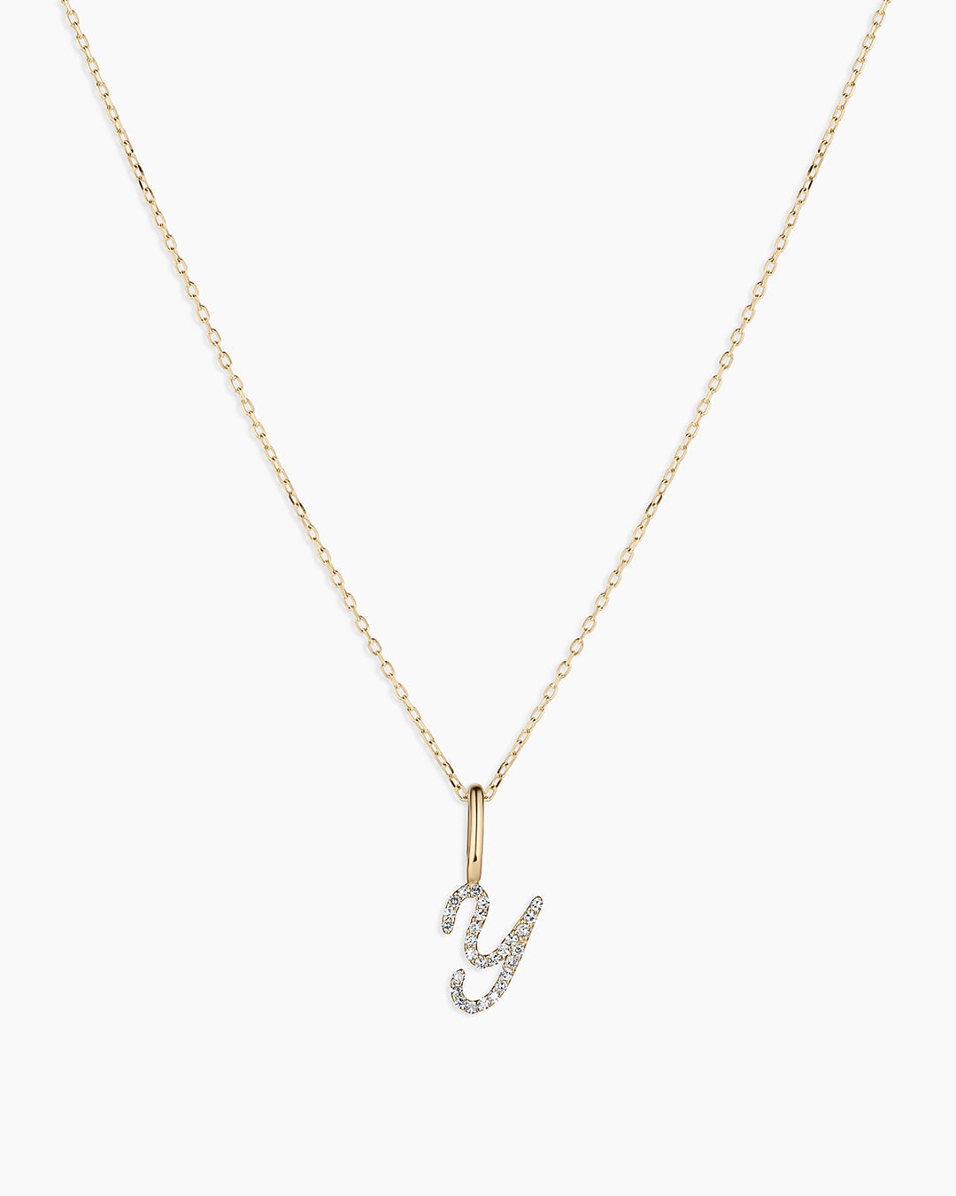 14K Diamond Script Alphabet Charm Necklace