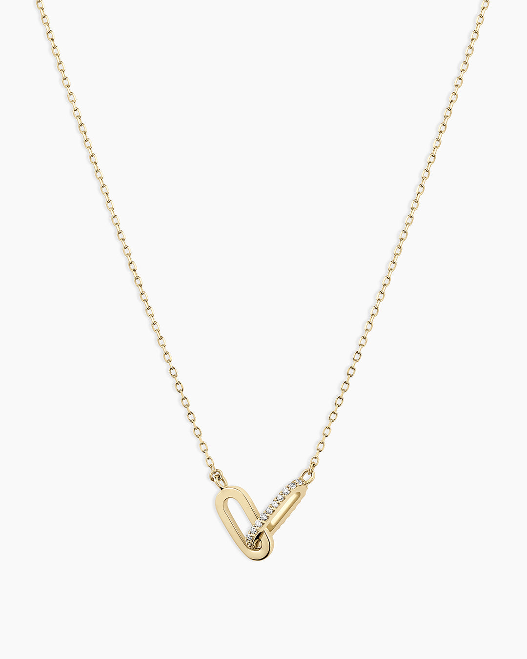 14K Diamond Bond Interlocking Link Necklace
