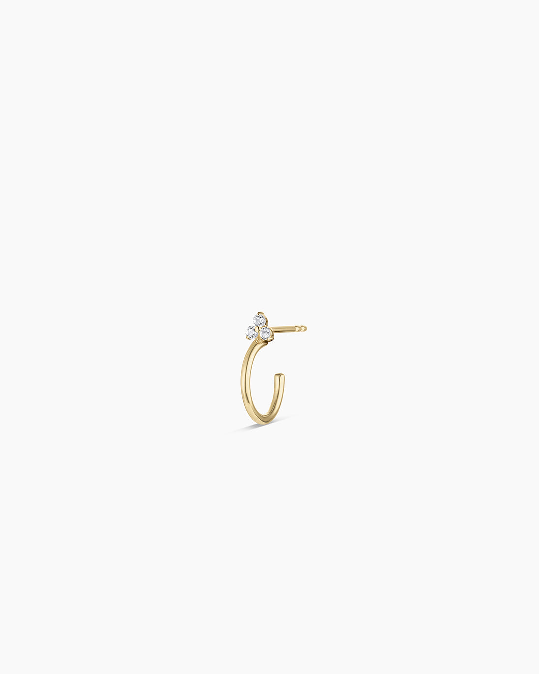 14K Gold White Sapphire Bali Stud Single Huggie
