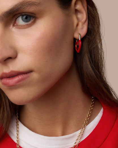 Open Heart Enamel Padlock Hoops