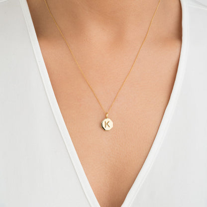 Gold Personalised Hexagon Necklace