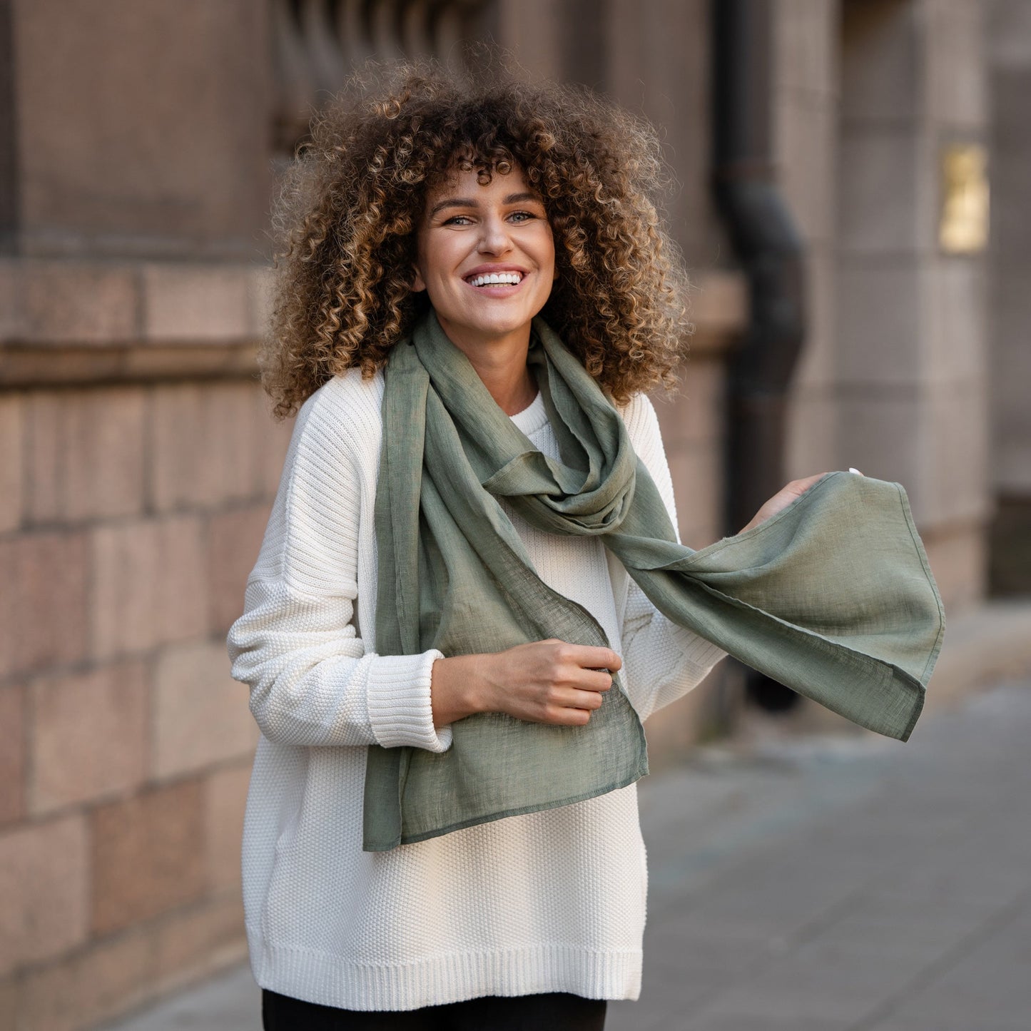 100% European Washed Linen Scarf