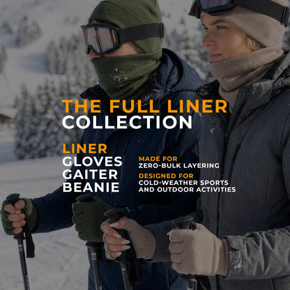 Men's Merino Wool Liner Beanie, Gaiter & Gloves 3-Piece