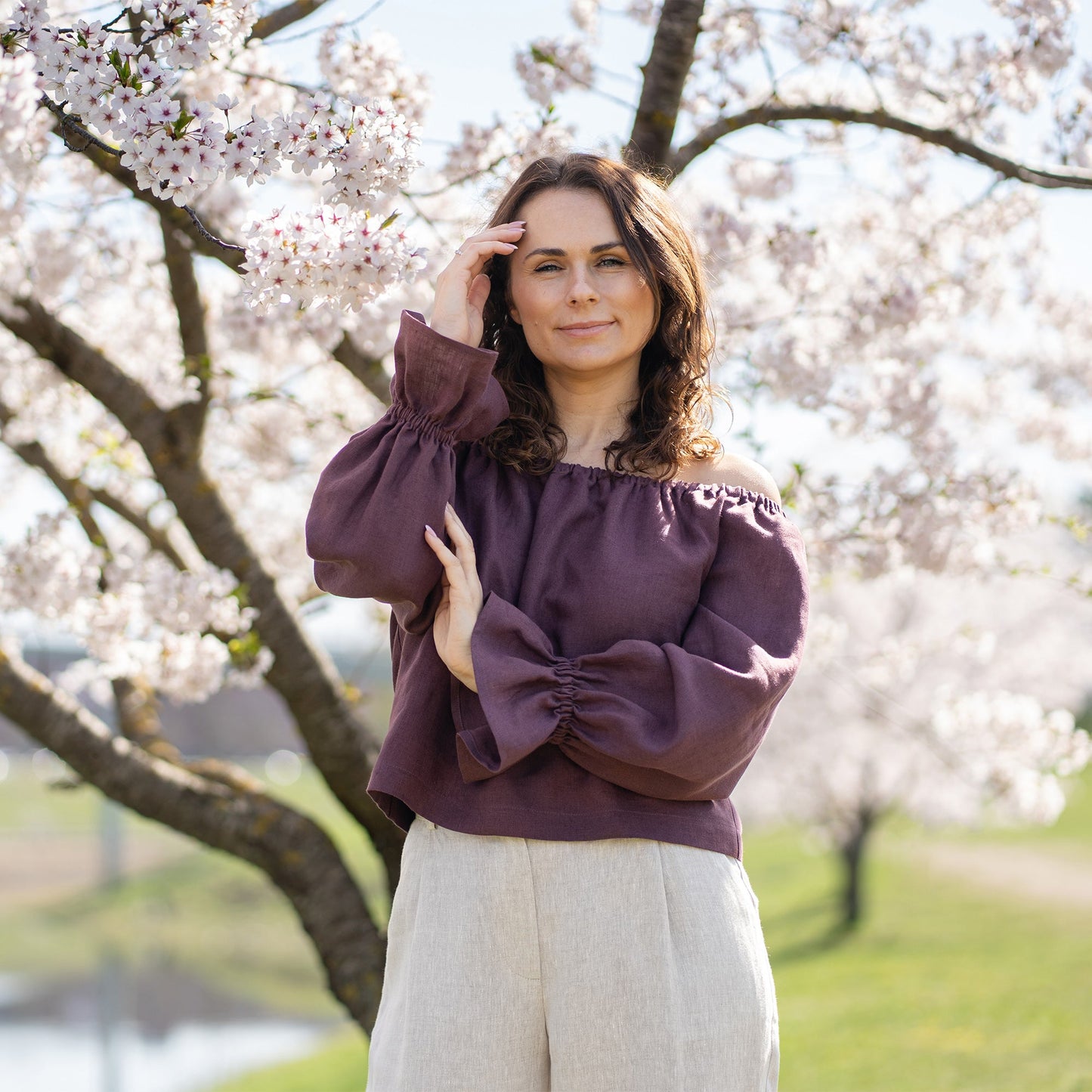 Off The Shoulder Linen Top Jessica