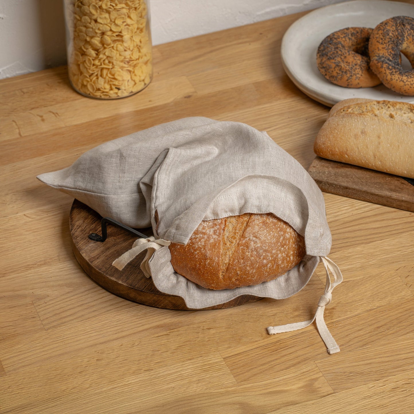 Natural 100% Linen Reusable Bread Bags 2-Pack