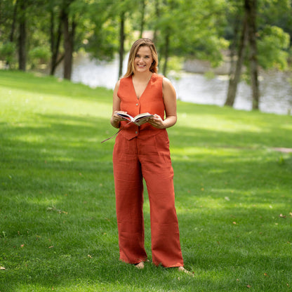 Linen Vest & Wide Leg Pants 2-Piece