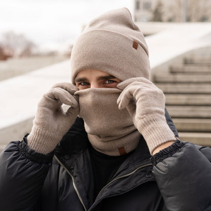 Men's Knit Beanie, Gaiter & Gloves 3-Piece