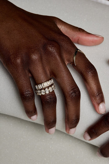 Emerald Bezel Diamond Half Band | Gold