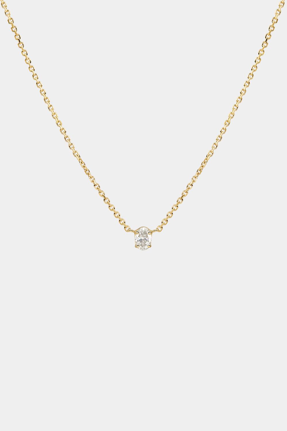 Oval Diamond Necklace | 18K Gold