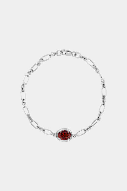 Roma Oval Gemstone Bracelet | Silver