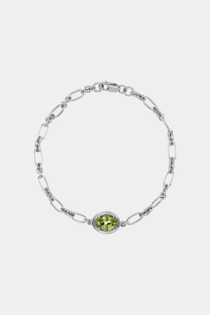 Roma Oval Gemstone Bracelet | White Gold