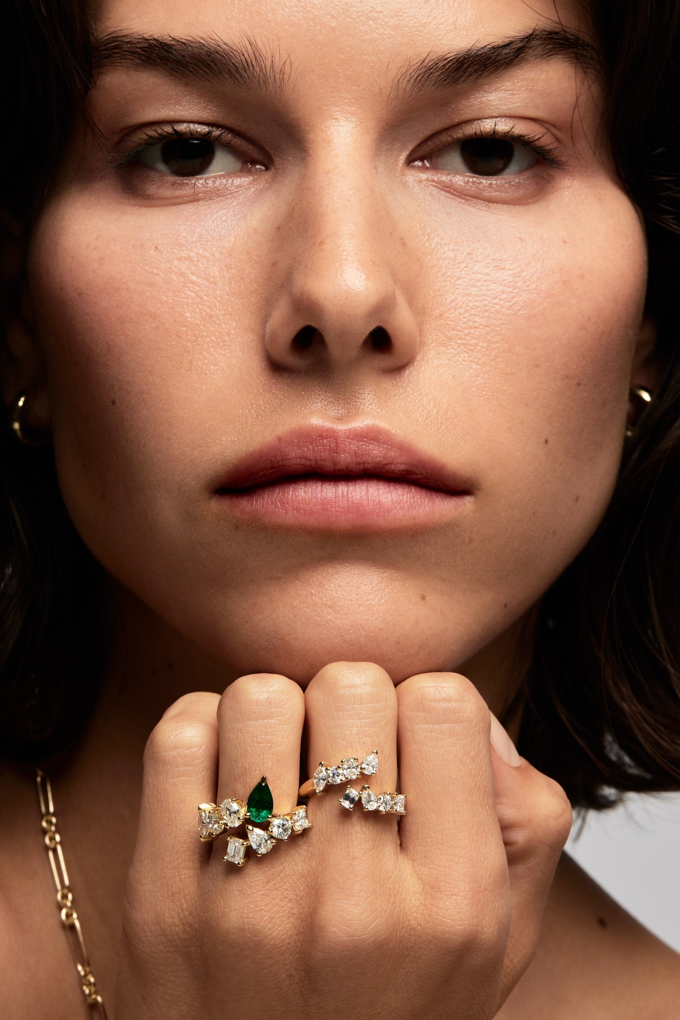 Pear Emerald and Diamond Wrap Ring | 18K Yellow Gold