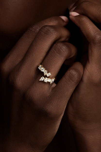 Mini Scattered Diamond Wrap Ring | 18K White Gold