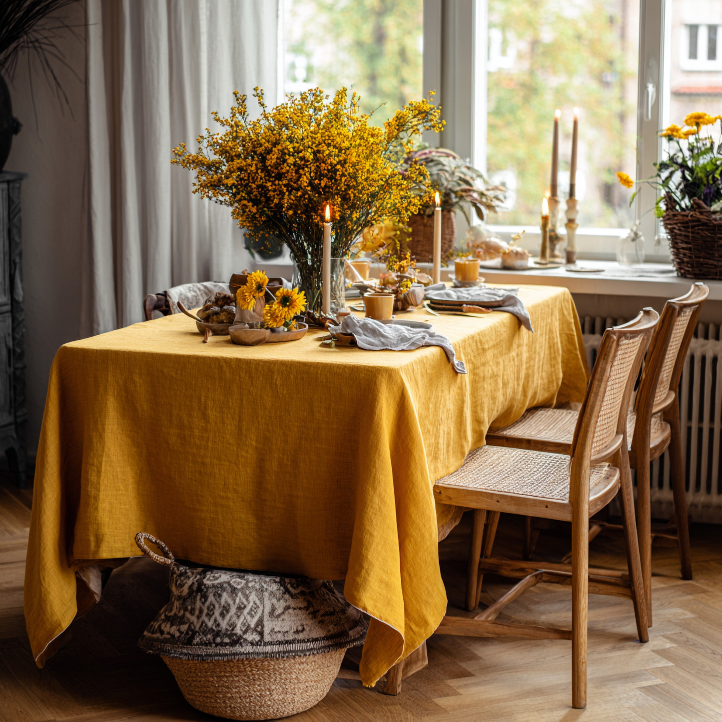 Linen Tablecloth Stone Green