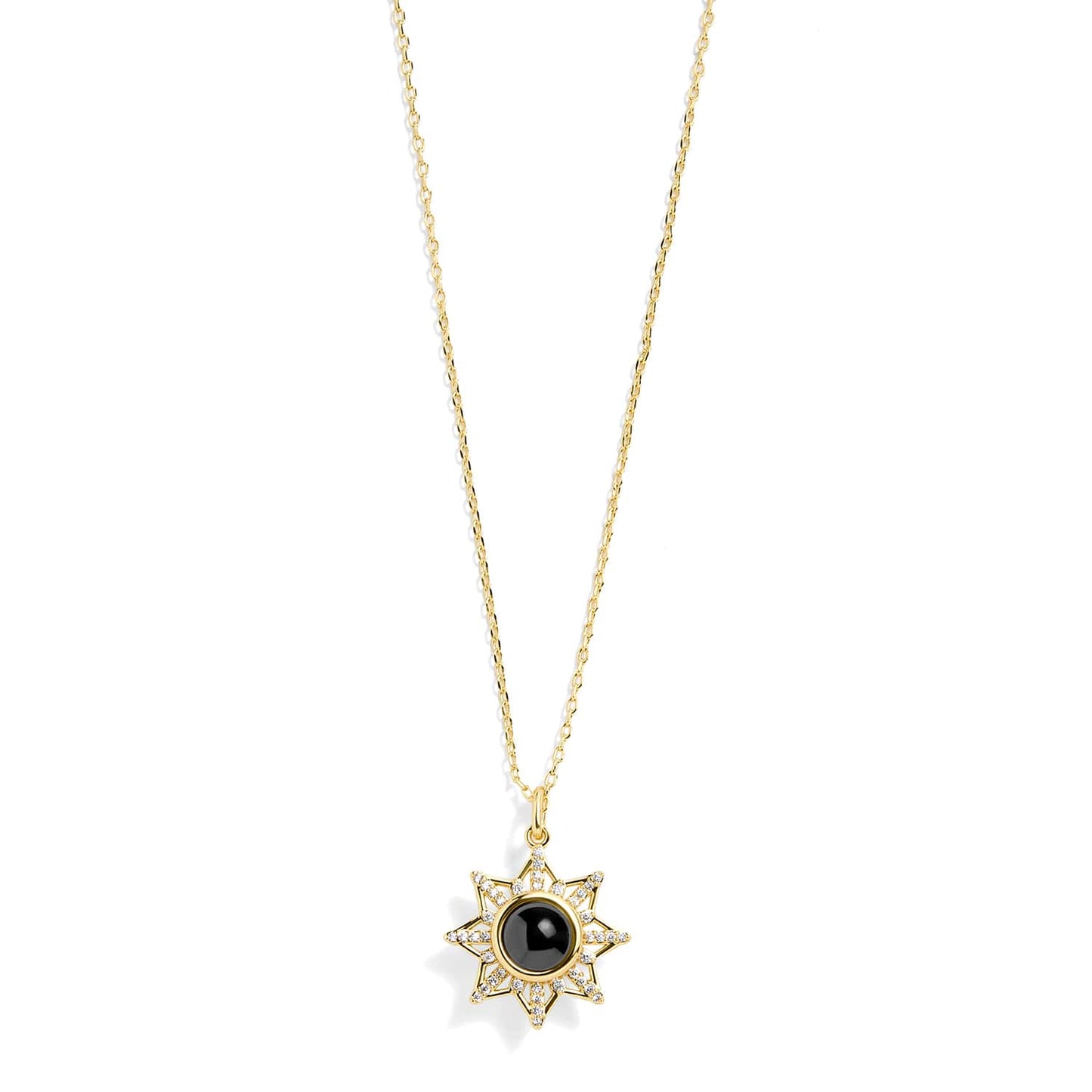 Personalized Pavé Sun Photo Necklace