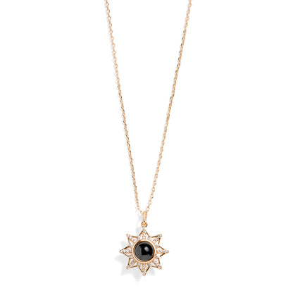 Personalized Pavé Sun Photo Necklace