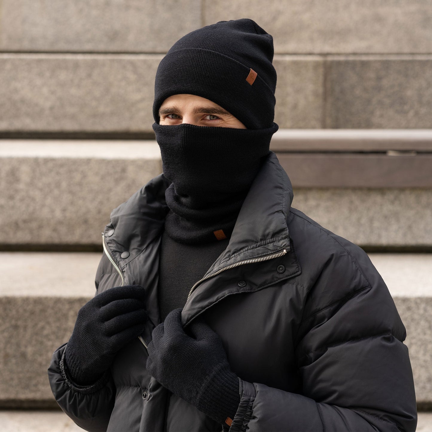 Men's Knit Beanie, Gaiter & Gloves 3-Piece