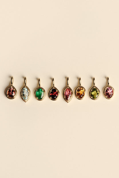 Roma Oval Gemstone Pendant | White Gold