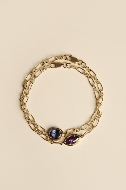 Roma Oval Gemstone Bracelet | White Gold